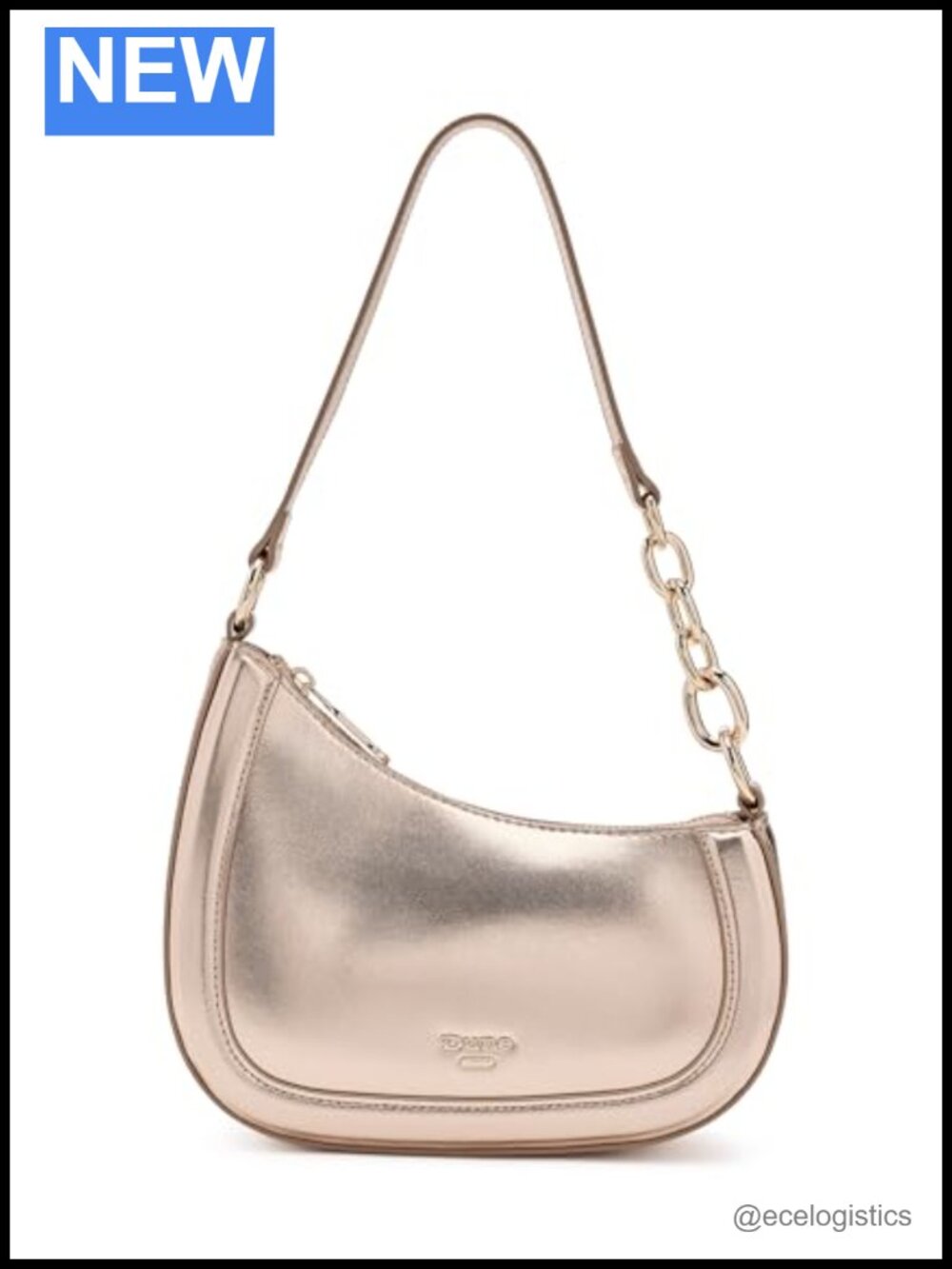 Dune London Direction Leather Shoulder Bag Gold Chain